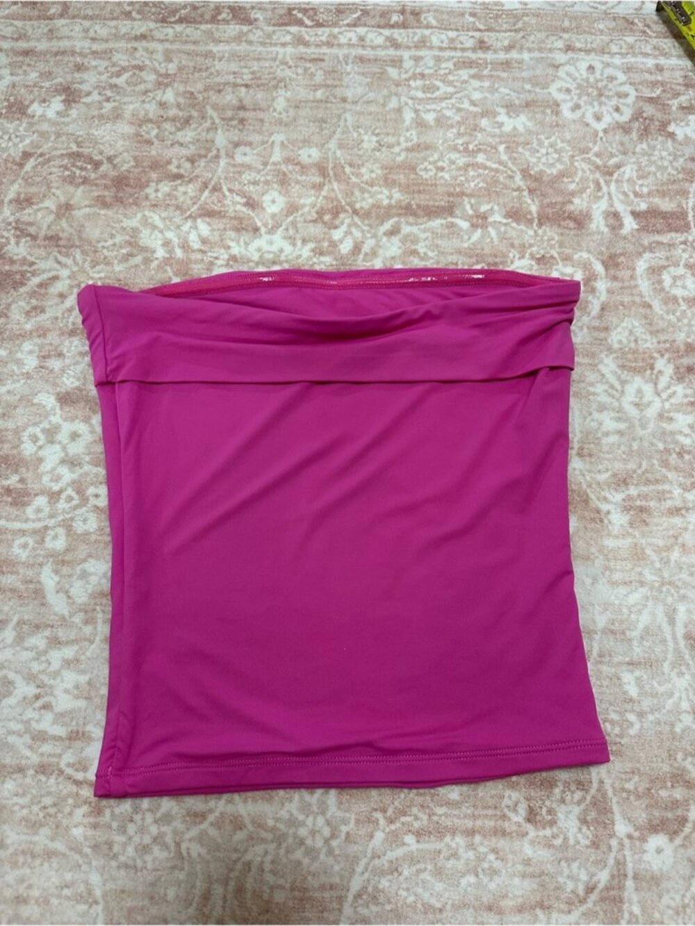 Fitted Pink Tube Crop Top - Picture 4 of 7